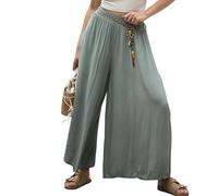 Och Bella Gonna con pantaloni lunghi da donna a vita alta - in materiale estremamente morbido e arioso - Pantaloni casual da donna a vita alta - perfetti per la prossima stagione estiva, cachi, L