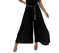 Och Bella Gonna da donna a vita alta, realizzata in materiale estremamente morbido e arioso, pantaloni da donna, casual, a vita alta, perfetta per la prossima stagione estiva, Nero , S