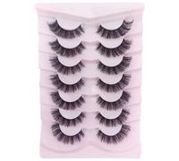 OCHILIMA Ciglia Russian Strip Lashes Natural Look Eye Lashes False Lashes Wispy D Curly Fluffy 3D Effect Cat Eye Soft Fake Eyelashes Pack 7 paia (D06)