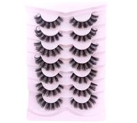 OCHILIMA Ciglia Russian Strip Lashes Natural Look Eye Lashes False Lashes Wispy D Curly Fluffy 3D Effect Cat Eye Soft Fake Eyelashes Pack 7 paia (D17)