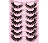 OCHILIMA Ciglia Russian Strip Lashes Natural Look Eye Lashes False Lashes Wispy D Curly Fluffy 3D Effect Cat Eye Soft Fake Eyelashes Pack 7 paia (D48)