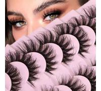 OCHILIMA Ciglia Russian Strip Lashes Natural Look Eye Lashes False Lashes Wispy D Curly Fluffy 3D Effect Cat Eye Soft Fake Eyelashes Pack 7 paia (D48)