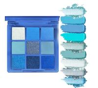 OCHILIMA Palette di ombretti con paillette blu 9 colori, da blu scuro ad azzurro, blu reale, blu cobalto, blu bebè, blu cielo, blu navy, con riflessi metallici