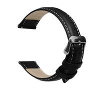 OcioDual Cinturino Smartwatch in Pelle Nero/Filo Bianco 20mm, Cinturino Orologio, Smartwatch, Orologio Uomo, Orologio Donna, Cinturini Orologi Universali per Orologio Digitale Sgancio Rapido