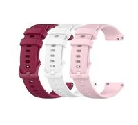 OcioDual Confezione da 3 cinturini per orologio Silicone, 18mm, Smartwatch con sgancio rapido, compatibile con Amazfit, Garmin, Samsung Galaxy Watch, universale, Bordeaux/Rosa/Bianco