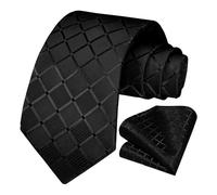 OcioDual Cravatta Nera Uomo, Cravatta Uomo con Fazzoletto da Taschino, Set Elegante per Celebrazioni, Eventi, Cravatte Matrimoni, Uomini d'affari, Gravatas Hommes