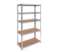 OcioDual Essential Scaffali in Metallo Argento, Scaffale con Ripiani MDF, Scaffale Modulare, 180x90x40cm, Scaffali Metallici Componibili, Scaffalatura Metallo, Scaffalatura Garage, 875kg