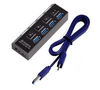 OcioDual Hub USB 3.0/2.0 4 Porte Nero SuperSpeed 5 Gbps Multiporta LED Indicatore Trasmissione Dati Alta Velocità per PC