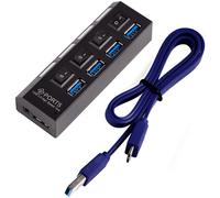 OcioDual HUB USB 3.0 a 4 porte Nero con Switch
