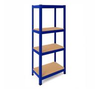 OcioDual Scaffali in Metallo Blu Tiny, Scaffale con Ripiani MDF, Scaffale Modulare, 150x60x30cm, Scaffali Metallici Componibili, Scaffalatura Metallo, Scaffalatura Garage, 240kg