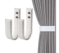 OCIOLI Confezione da 2 fermatende a forma di U, in pelle PU, fermatende per tende da parete, ganci per tende (2, bianco)