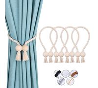 OCIOLI Confezione da 4 fermatenda magnetici resistenti per tende da esterno in cotone intrecciato a mano, fermatenda per tende (beige - pallina, 4)