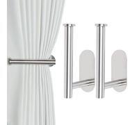 OCIOLI Fermatende adesivi per tende - Fermatenda e ganci per tende senza trapano (2, argento)