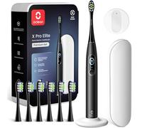 Oclean Spazzolino elettrico X Series Pro Elite Gift Set, Super silenzioso, Smart Touch Screen, 4 Modalità, 32 Livelli di intensità, 35 Giorni di durata, IPX7, Confezione ecologica, Nero