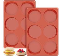 Ocmoiy Stampi per uova in silicone da 10 cm, per cuocere muffin, confezione da 2 stampi rotondi antiaderenti a forma di grande disco per hamburger, muffin inglesi, crostate, torte, pane di mais,