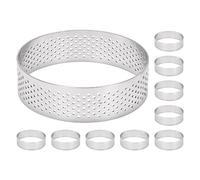 Ocnvlia 10 Pezzi Anelli per Crostate Circolari Fori nel Acciaio Torta di Frutta Quiche Torta Mousse Stampo Stampo da Forno 7 Cm