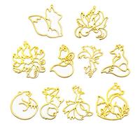 Ocobudbxw 10Pc Smart Foxes Animal Pendant Open Bezel Setting UV Resin Craft Jewelry Making