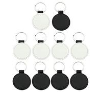Ocobudbxw 10Pcs Portachiavi in Pelle Cuore Vuoto Rotondo Quadrato Portachiavi in MDF Portachiavi con trasferimento di Calore a Sublimazione Kit Creazione di Gioielli