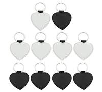 Ocobudbxw 10Pcs Portachiavi in Pelle Cuore Vuoto Rotondo Quadrato Portachiavi in MDF Portachiavi con trasferimento di Calore a Sublimazione Kit Creazione di Gioielli