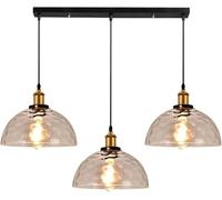 ocpcrn Lampadari, 3 luci in vetro, E27 Retro Industrial Farm Hangingp Accessori, Luce, Adatto per Isola della Cucina, Dinitable, Bar, Caffè, Faro/Trasparente/3 Luci