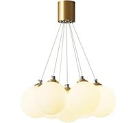 ocpcrn Lampadari, Bubble Mid Century, G9 Cluster Ball Milk Glass Hangingp, Scale Ottone Luce, P per Dinitable Soggiorno Camera da Letto Cucina Isola Fattoria / 7-Lights/a