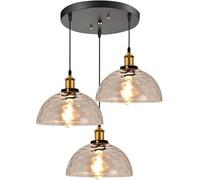 ocpcrn Lampadari, vetro a 3 luci, E27 Retro Industrial Farm Hangingp Accessori, Luce, Adatto per Isola Cucina, Dinitable, Bar, Caffè, Accessori Faro/Trasparente/3 Ps