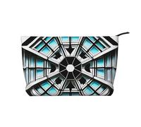 Octagon Building - Trousse per cosmetici, in velluto a coste, con chiusura a cerniera, adatta per viaggi, campeggio e uso quotidiano