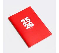 Octagon Design, agenda mensile 2025/2026, anno accademico, 12 mesi: agosto 2025 - luglio 2026, l'iconica agenda mensile di Octagon, formato A4, colore rosso, copertina morbida
