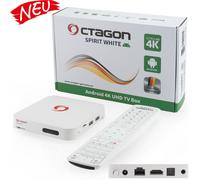 [Test MOLTO BUONO *] Octagon Spirit White 4K UHD Android TV Box, Dual Band WiFi WiFi, telecomando Bluetooth, controllo vocale, HDR10+, HLG, 2 GB RAM e 32 GB flash, ricevitore IP TV, Bluetooth 5.1