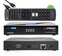 Octagon Spirit 4K UHD HDR10+ Smart Android TV OTT IP Media Streaming Box, 5G WLAN, Bluetooth 5.1, Telecomando, Controllo vocale, Widevine Level L1, MeTV Player + EasyMouse HDMI Cavo, Nero