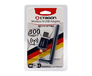 Octagon WL318 Optima WLAN, 300 Mbit/s + 2 dBi, adattatore USB 2.0 con banda da 2,4 GHz, VU+, Gigablue, Protek e altri ricevitori satellitari con Linux E2 OS e computer