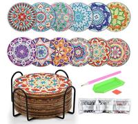 OctBird 12Pzs Sottobicchieri Diamond Painting 10 CM Diamond Painting Kit Sottobicchieri da Tavola Rotondi Personalizzati Antiscivolo Fai da Te Dipinto per Adulti, Principianti, con Strumenti