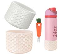 OcTecho Owala Freesip 710 ml - Custodia protettiva antiscivolo per borraccia, 710 ml, 2 pezzi, in silicone, colore: bianco e rosa, per Owala Freesip da 710 ml