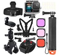 OctinPris Kit di accessori per Gopro 13 12 11 10 9, custodia impermeabile per tubo flessibile subacqueo galleggiante impugnatura impugnatura a sgancio rapido testa petto cinturino da polso granchio