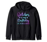 October is My Birthday Intero Mese Uomini Donne Bambini Tie Dye Felpa con Cappuccio