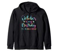 October is My Birthday Intero Mese Uomini Donne Bambini Tie Dye Felpa con Cappuccio