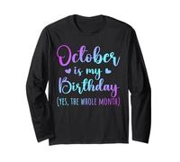 October is My Birthday Intero Mese Uomini Donne Bambini Tie Dye Maglia a Manica