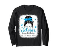 October is My Birthday Month Messy Chignon Donne Ragazze Signore Maglia a Manica