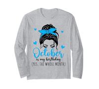 October is My Birthday - Panino disordinato per ragazze e donne Maglia a Manica