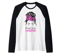 October Pink Breast Cancer Warrior Consapevolezza del Cancro al Seno Maglia con Maniche Raglan