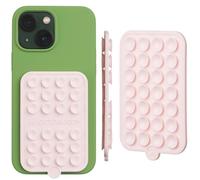 OCTOBUDDY Doppia || Supporto adesivo per custodia per telefono con ventosa in silicone, compatibile con iPhone e Android, antiscivolo, per selfie e video (doppio, rosa gesso)