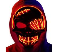 Octonyluck Maschera Halloween, LED Purge Mask con 3 Modalità di Illuminazione, Halloween Maschere Horror per Carnevale, Festa, Halloween, Cosplay, Rosso