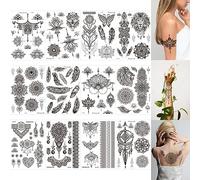 Octonyluck Tatuaggi Temporanei Donna e Uomo, Tatuaggi Finti Impermeabili, Tattoo Temporanei Adulti e Bambino, Temporary Tatoo Sticker per Spiaggia, Festival Musicali e Feste, 12 Fogli, 200+ Disegni