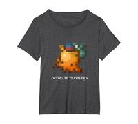 OCTOPATH Traveler 0 - Octopuff Pixel Maglietta, Donna Plus-Size, Grigio Scuro, 1X