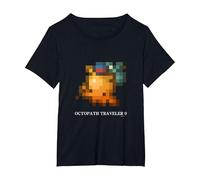 OCTOPATH Traveler 0 - Octopuff Pixel Maglietta, Donna Plus-Size, Nero, 1X