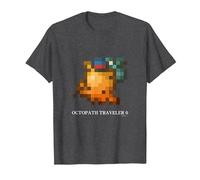 OCTOPATH Traveler 0 - Octopuff Pixel Maglietta, Uomo, Grigio Scuro, XL