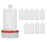 Octopus 10 x 1000 ml bottiglie plastica di HDPE con tappi di vite bianco