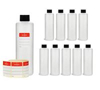 Octopus 10 x 250 ml bottiglie plastica tondo di HDPE con con tappi di vite nero