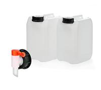 OCTOPUS 2x tanica da 5L vuota con rubinetto filettato da 51 mm, contenitore per acqua, HDPE, approvazione ONU, sicuro per gli alimenti