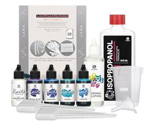 Octopus 5 x 30 ml Fluids Alcohol Ink Set Completo BREEZE con Blending Solution, Alcohol Ink Paper e accessori per Fluid Art